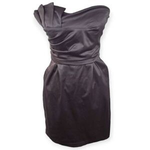 POMPOUS GIRLY PURPLE/GRAY STRAPLESS SATIN DRESS SZ.11 EUC.